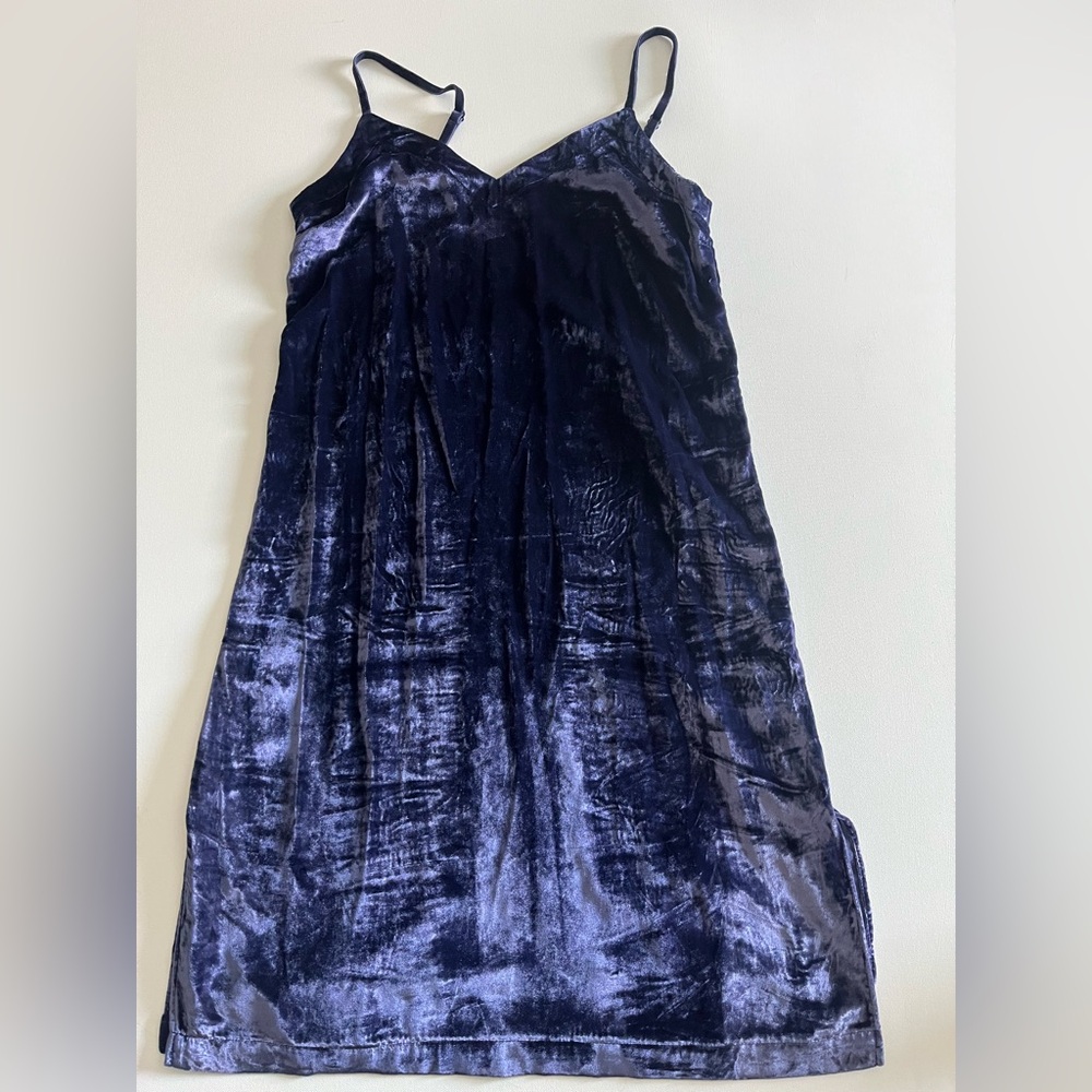 Anthropologie Shania Velvet Slip Dress Sapphire Blue Small